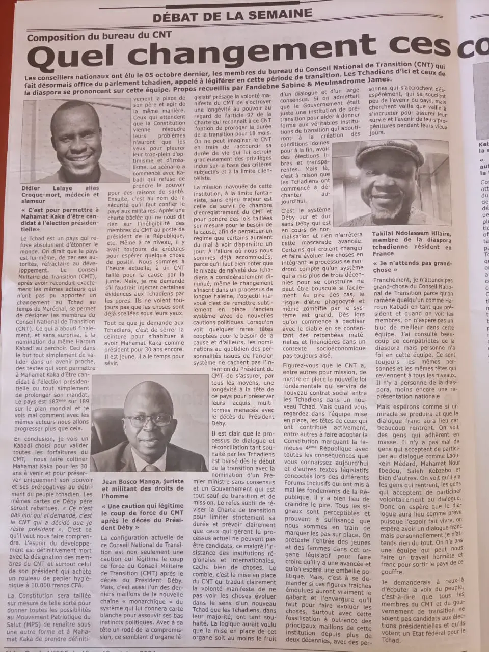 Transition au Tchad : "Nous n'avons plus le droit à l'erreur", Ahmat Yacoub Dabio