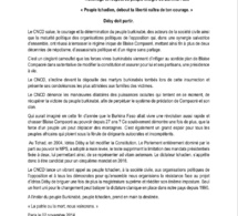 TCHAD/France : Communiqué N° 3/C- CNCD/11/2014.  Hommage et respect au peuple intègre du Burkina Faso.