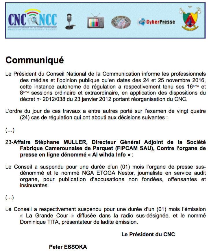 Cameroun : Alwihda Info dénonce la censure de la presse par les autorités Cameroun : Alwihda Info dénonce la censure de la presse par les autorités