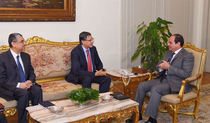 (From right ) H.E. Abdel Fattah el-Sisi, President of Egypt, Adnan Z. Amin, Director-General of the International Renewable Energy Agency (IRENA) and H.E. Mr. Mohamed Shaker El-Markabi, Minister of Electricity and Renewable Energy meet in Cairo to discuss renewable energy deployment and cooperation between Egypt and IRENA. (From right ) H.E. Abdel Fattah el-Sisi, President of Egypt, Adnan Z. Amin, Director-General of the International Renewable Energy Agency (IRENA) and H.E. Mr. Mohamed Shaker El-Markabi, Minister of Electricity and Renewable Energy meet in Cairo to discuss renewable energy deployment and cooperation between Egypt and IRENA.