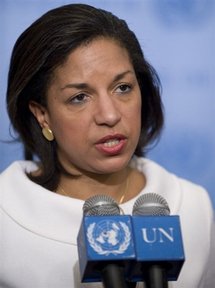 L'ambassadrice américaine aux Nations Unies Susan Rice, le 26 janvier 2009 à New York L'ambassadrice américaine aux Nations Unies Susan Rice, le 26 janvier 2009 à New York
