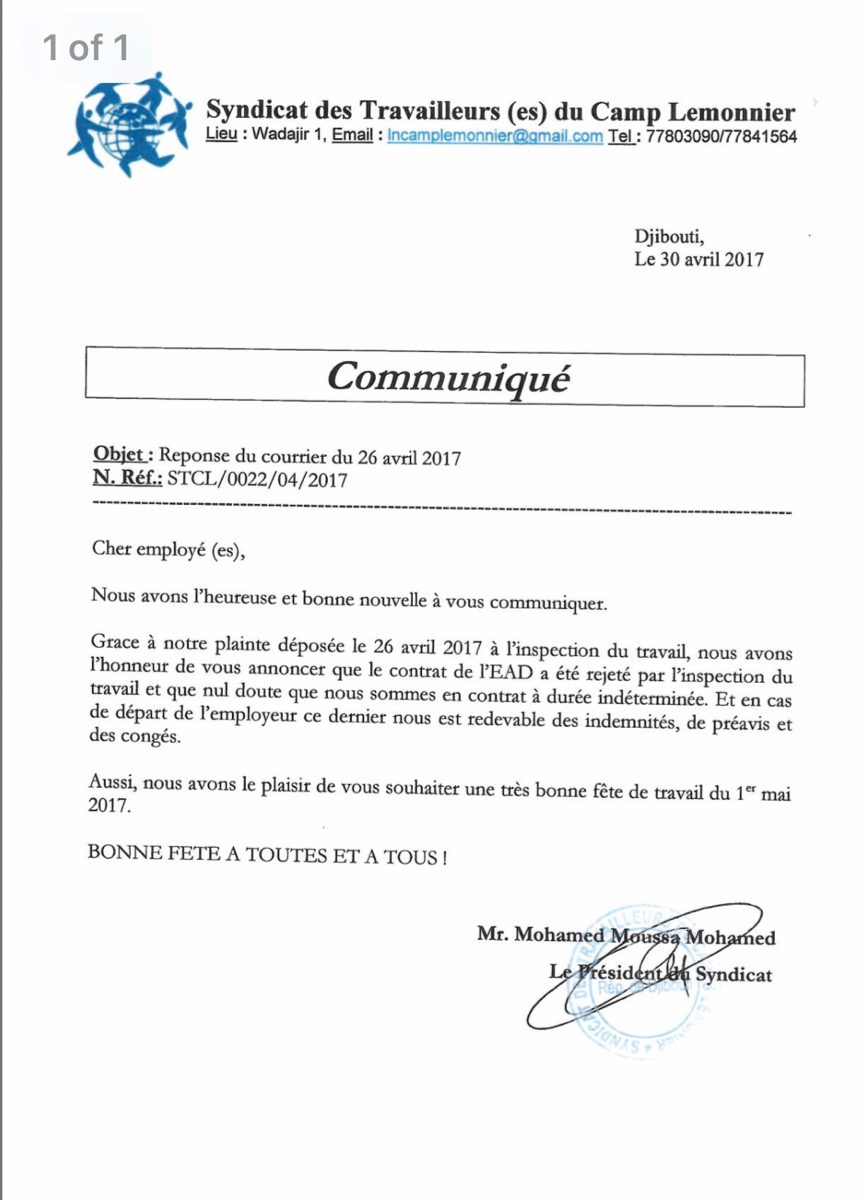 Vent d'espoir pour les travailleurs Djiboutiens en lutte pour une hausse de salaires Vent d'espoir pour les travailleurs Djiboutiens en lutte pour une hausse de salaires
