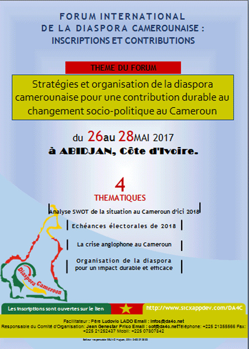 Le forum international de la diaspora camerounaise se tiendra plutôt à Abidjan du 26 au 27 mai