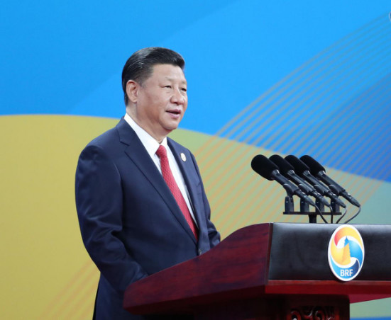 President Xi Jinping is delivering speech at the opening ceremony of the Belt and Road Forum. Photo by Xinhua