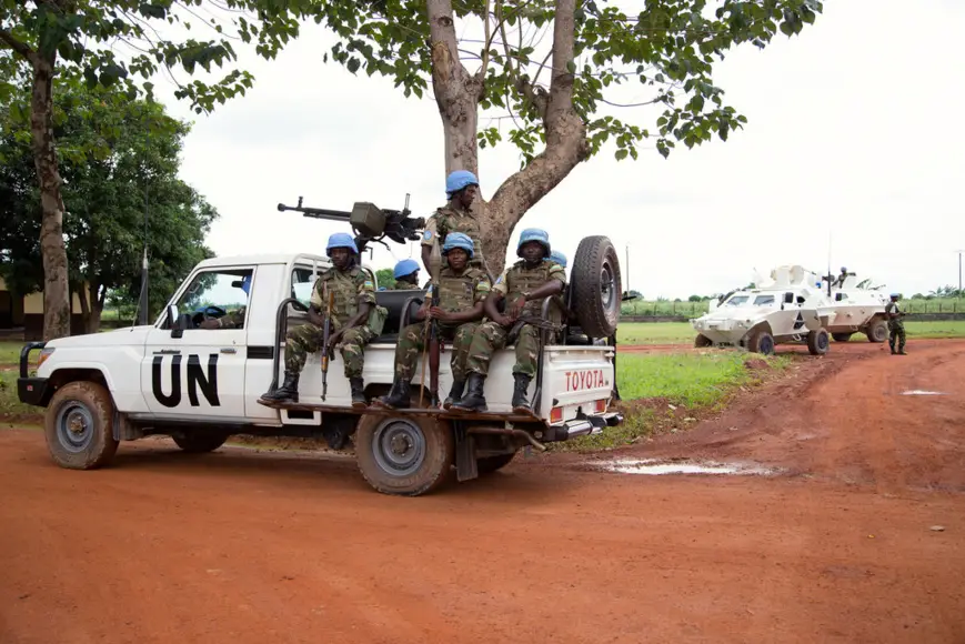 Un véhicule de la MINUSCA en Centrafrique. MINUSCA