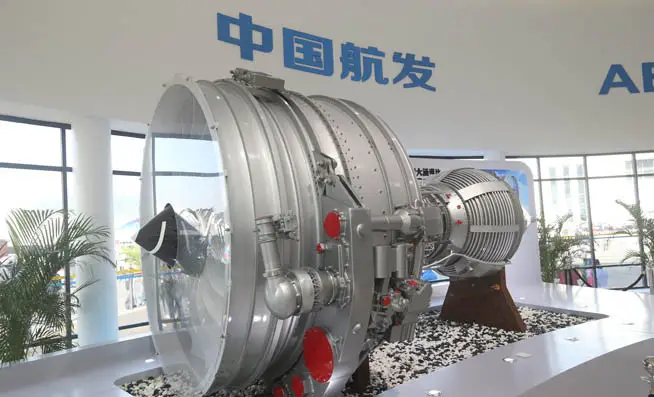 Photo taken is the aero-engine developed and manufactured by Aero Engine Corporation of China (AECC), a Chinese aircraft engine manufacturer. (Photo by AECC)