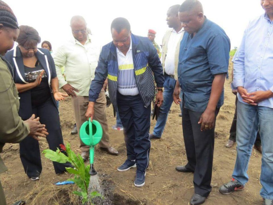 Denis Sassou N'Guesso accomplissant son devoir de planting.