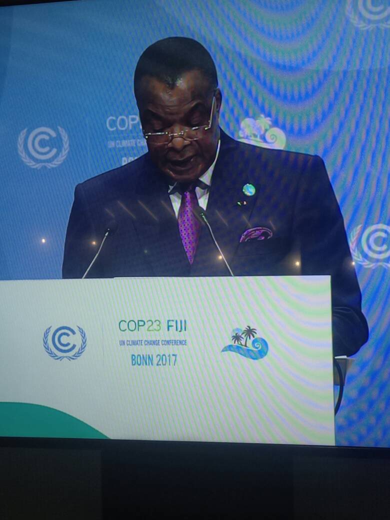 Denis Sassou N'Guesso à la Cop 23 à Bonn : un plaidoyer pour les écosystèmes fragiles du bassin du Congo Denis Sassou N'Guesso à la Cop 23 à Bonn : un plaidoyer pour les écosystèmes fragiles du bassin du Congo