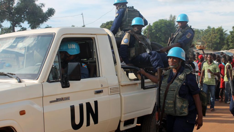Des casques bleus en Centrafrique. © ISSOUF SANOGO / AFP