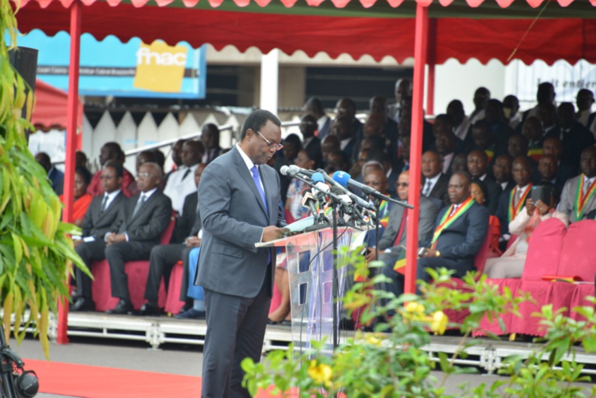 Le ministre d'Etat, Claude Alphonse N'Silou, au cours de son évocation Le ministre d'Etat, Claude Alphonse N'Silou, au cours de son évocation