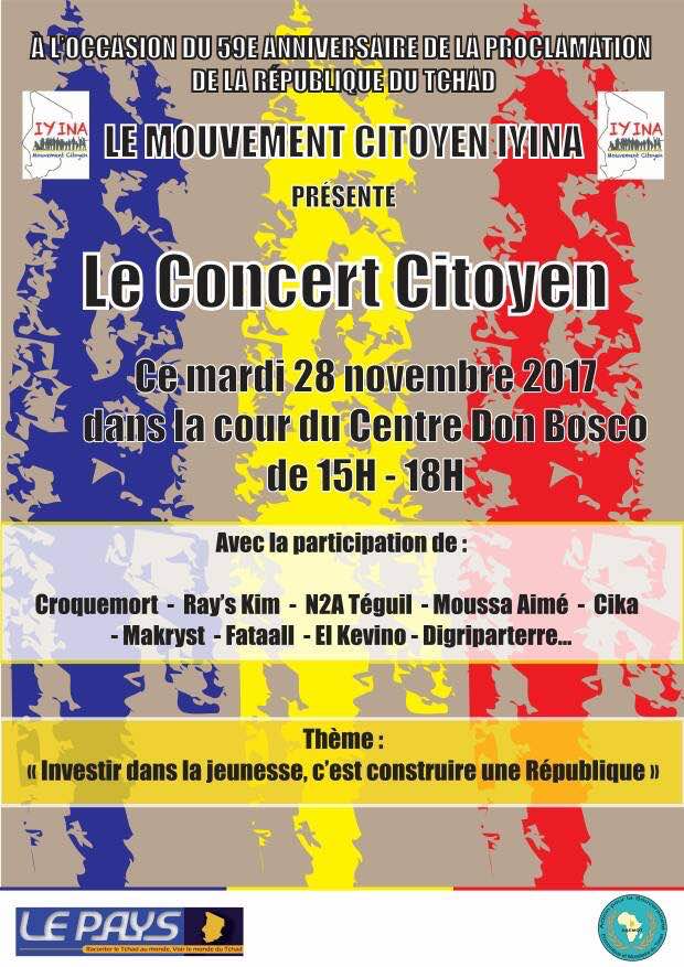 Tchad : Le Mouvement Citoyen Iyina condamne l’interdiction de la tenue de son concert Tchad : Le Mouvement Citoyen Iyina condamne l’interdiction de la tenue de son concert