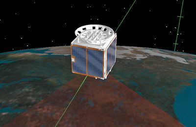 Photo taken is the orbiting Ling Qiao, a communications satellite developed by Xinwei Telecom and Tsinghua University. The two sides announced on October 26, 2014 that the in-orbit test for the smart communication experimental satellite has been completed, marking an important breakthrough in China’s first low–orbit mobile communication satellite. (Photo from the research center established by Xinwei Telecom and Tsinghua University)