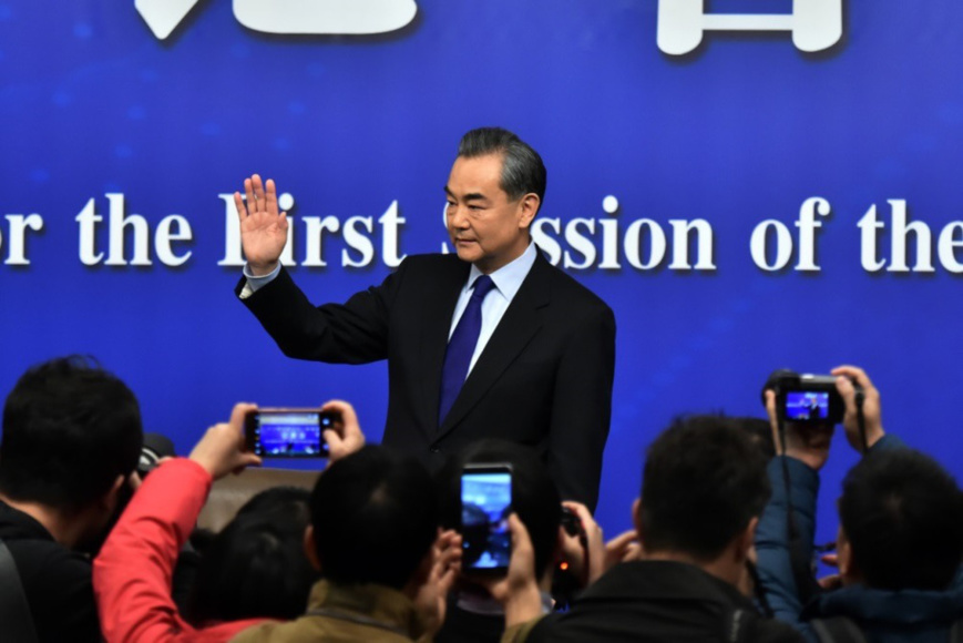 Chinese Foreign Minister Wang Yi answers questions on China’s foreign policies and foreign relations at a press conference on the sidelines of the first session of the 13th National People’s Congress in Beijing, March 8, 2018. (Photo by Weng Qiyu from People’s Daily Online) Chinese Foreign Minister Wang Yi answers questions on China’s foreign policies and foreign relations at a press conference on the sidelines of the first session of the 13th National People’s Congress in Beijing, March 8, 2018. (Photo by Weng Qiyu from People’s Daily Online)