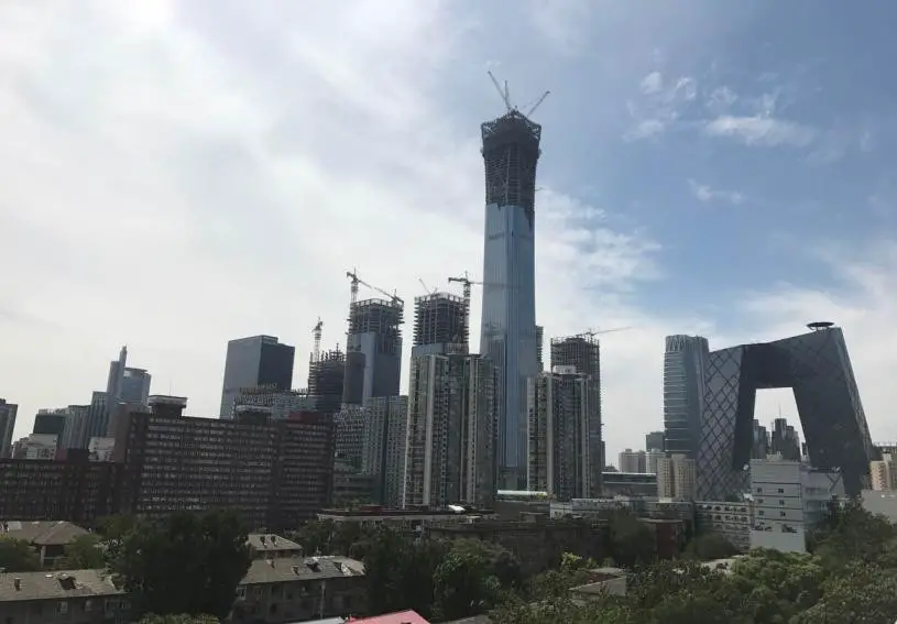 Beijing’s skyline shows office buildings and residential buildings in the Central Business District (CBD). (Photo by Wang Yunsong from People’s Daily)