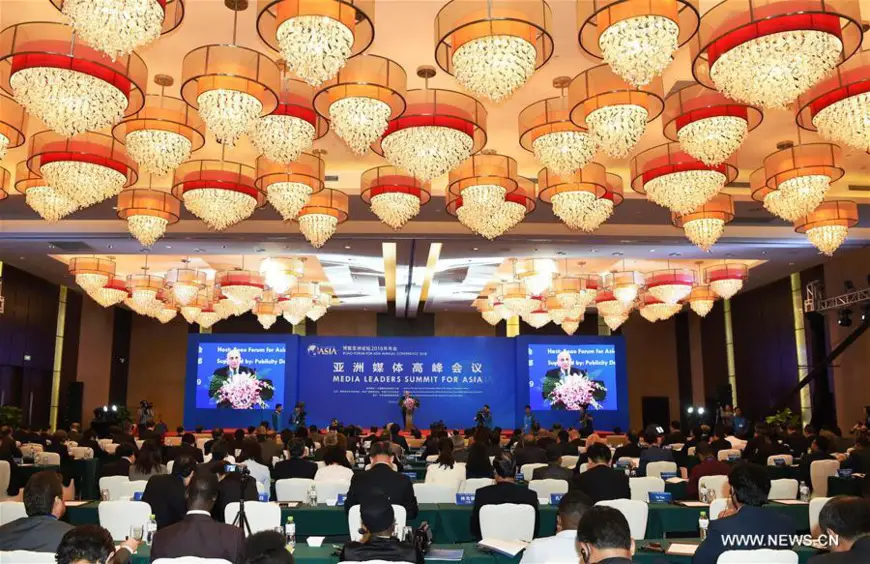 The Media Leaders Summit for Asia is held in Sanya, south China's Hainan Province, April 9, 2018. [Photo/Xinhua]