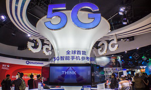 China Mobile's 5G booth at an exhibit in Guangzhou, capital of South China's Guangdong Province in November 2017 Photo: VCG China Mobile's 5G booth at an exhibit in Guangzhou, capital of South China's Guangdong Province in November 2017 Photo: VCG