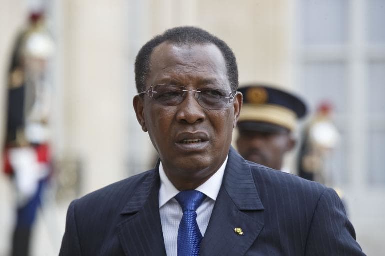 Le président tchadien Idriss Deby lors d'une visite à Paris le 14 mai 2015. (AP Photo/Michel Euler)