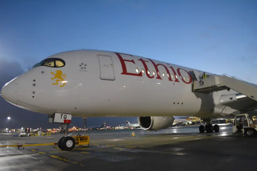 Un avion de la flotte d'Ethiopian Airlines immobilisé sur un tarmac. Crédits : DR