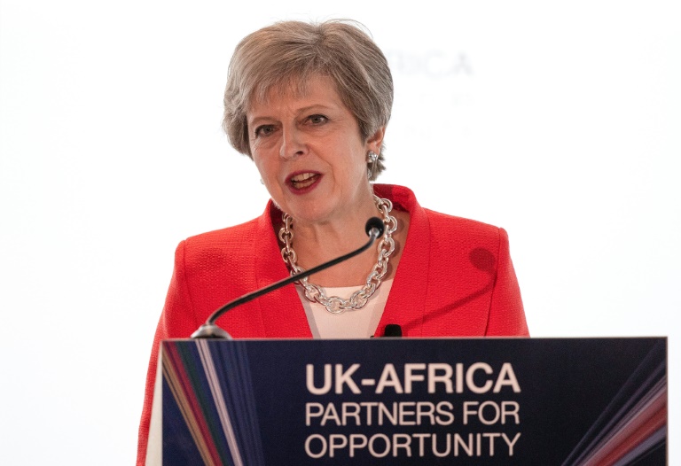 La Première ministre britannique Theresa May au Cap le 28 août 2018 / © POOL/AFP / NIC BOTHMA La Première ministre britannique Theresa May au Cap le 28 août 2018 / © POOL/AFP / NIC BOTHMA