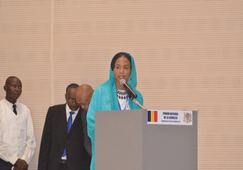 Une participante au forum de la jeunesse, le samedi 15 septembre 2018 au Palais du 15 janvier de N'Djamena.