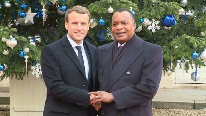 Les présidents Sassou N'Guesso et Emmanuel Macron. Les présidents Sassou N'Guesso et Emmanuel Macron.