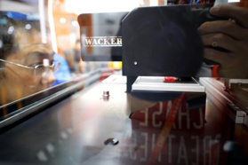 A visitor admires a silicone 3D printer on display at CIIE Thursday. Photo: Yang Hui/GT