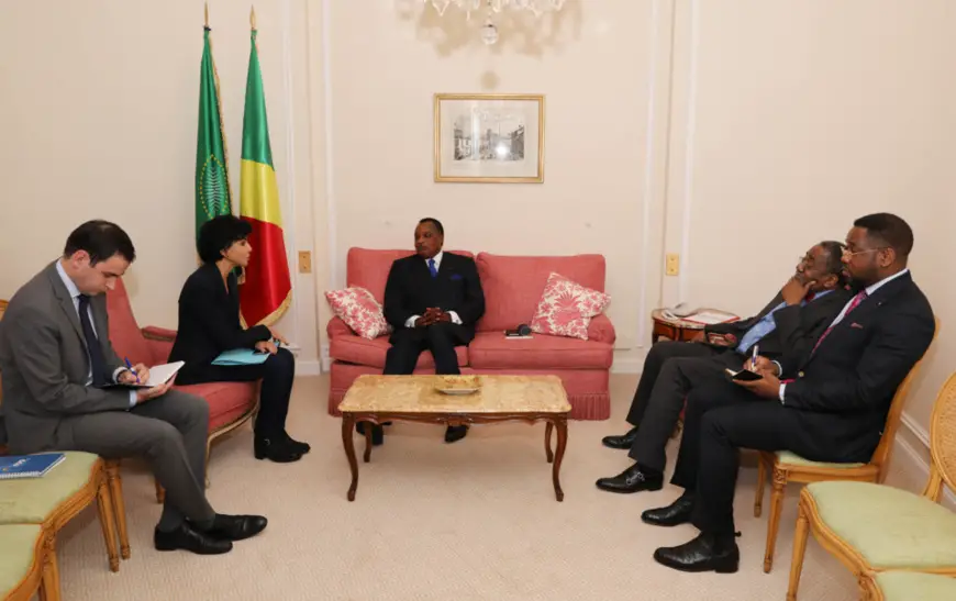 Denis Sassou N'Guesso et Rachida Dati, au cours de l'entretien.