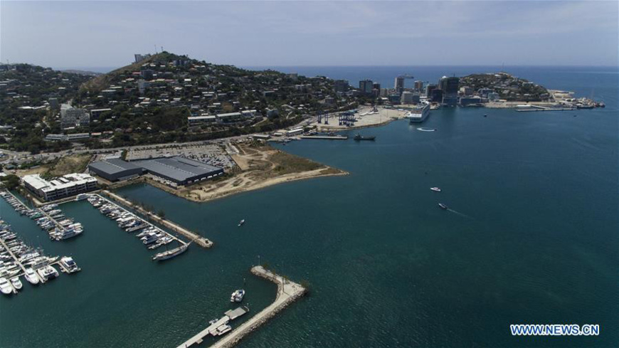 Photo taken on Nov. 10, 2018 shows the aerial view of Port Moresby, Papua New Guinea. The Asia-Pacific Economic Cooperation (APEC) meetings will run from Nov. 12 to 18 in Port Moresby, Papua New Guinea. (Xinhua/Bai Xuefei)