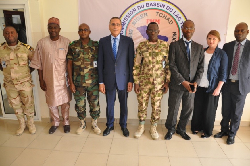 Visite de l’Unité Régionale de Fusion du Renseignement (RIFU) au QG MNJTF le 9 mars 2018. © MNJTF