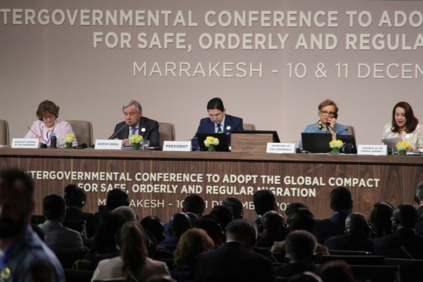Une vue de la conférence intergouvernementale sur les migrations. Une vue de la conférence intergouvernementale sur les migrations.