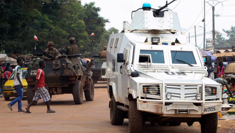 Patrouille de la Minusca à Bangui, le 14 septembre 2015. © AFP PHOTO / EDOUARD DROPSY