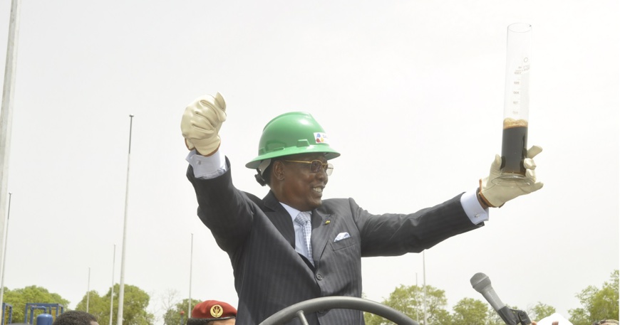 Le président Idriss Déby en 2014 lors de l'inauguration d'un champ d'exploitation pétrolier. © DR/Min.