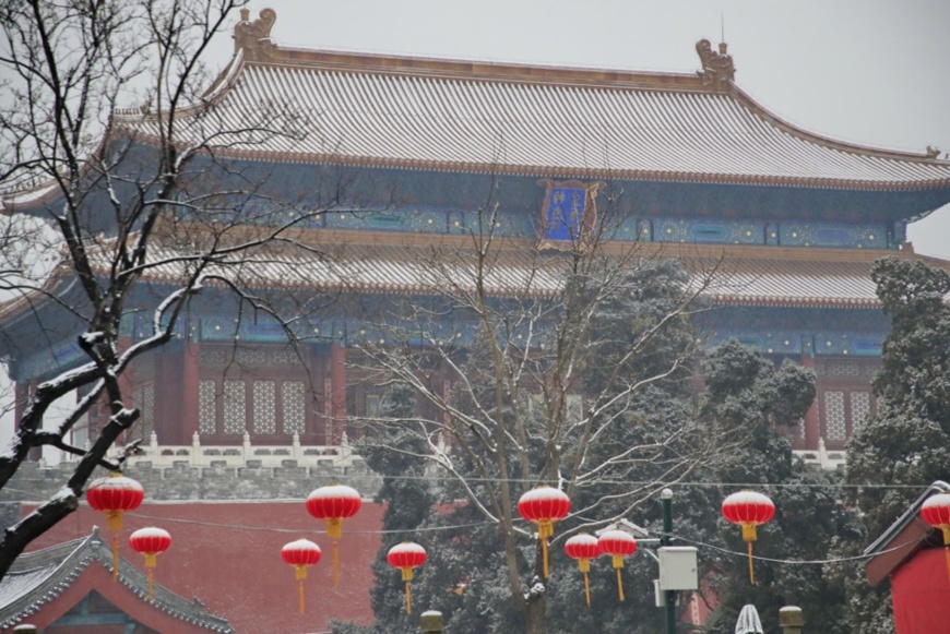 Palace Museum in snow. (Photo by Liu Xianguo from People’s Daily Online) Palace Museum in snow. (Photo by Liu Xianguo from People’s Daily Online)