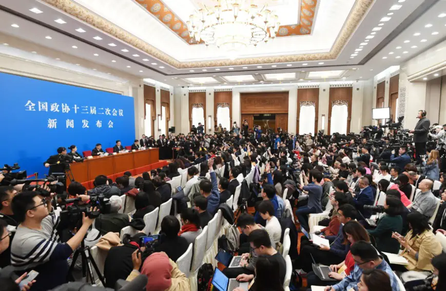 The 13th National Committee of the Chinese People's Political Consultative Conference (CPPCC) holds a press conference at the Great Hall of the People in Beijing on March 2, 2019, one day before the opening of its second session. ( Photo by Chen Yehua, Xinhua)