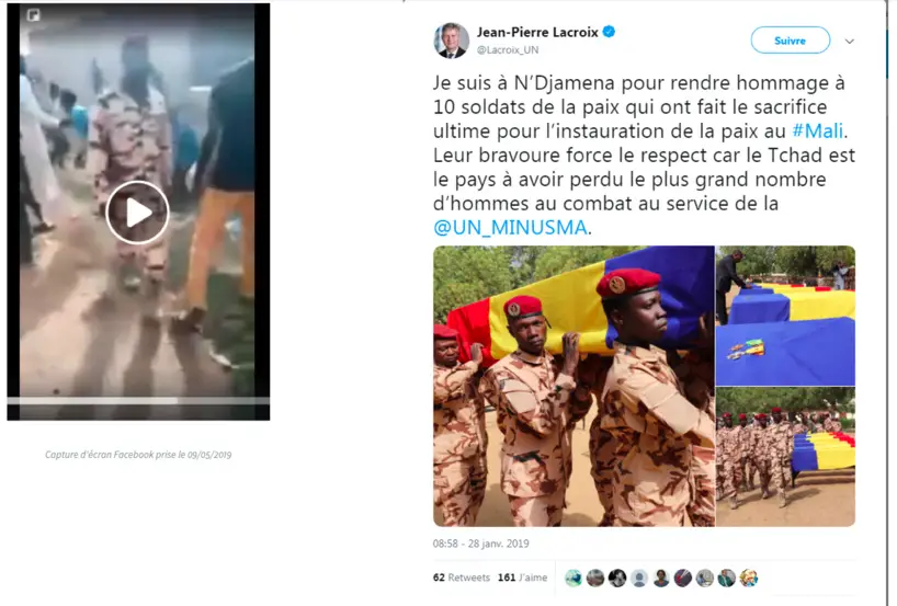 Capture du tweet du Secrétaire général adjoint aux opérations de paix des Nations unies
