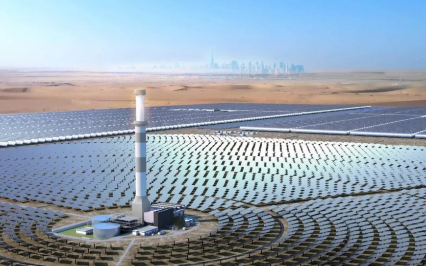 Rendering of the concentrated solar power project in Dubai, United Arab Emirates. Photo from Shanghai Electric Power Generation Group Rendering of the concentrated solar power project in Dubai, United Arab Emirates. Photo from Shanghai Electric Power Generation Group