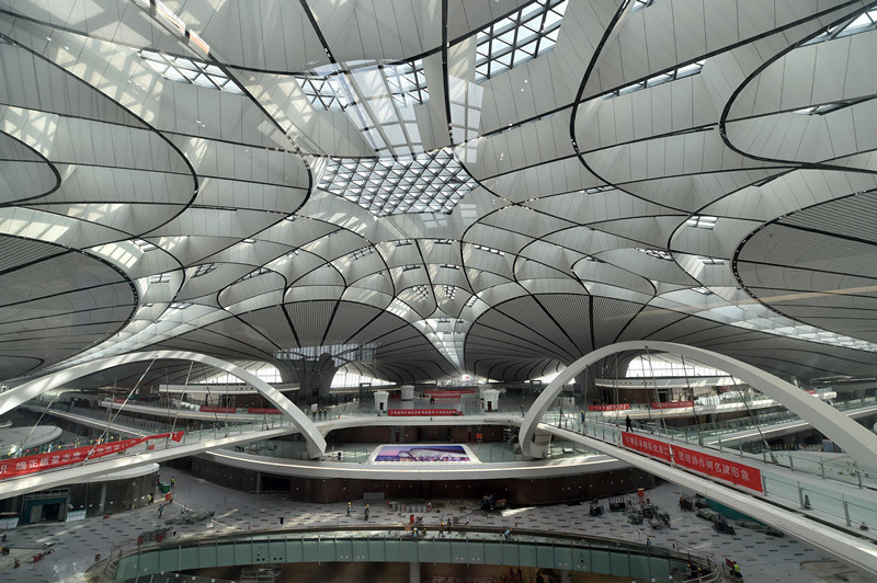 Daxing International Airport in Beijing is under construction, April. 25, 2019. Photo by Weng Qiyu from People’s Daily online