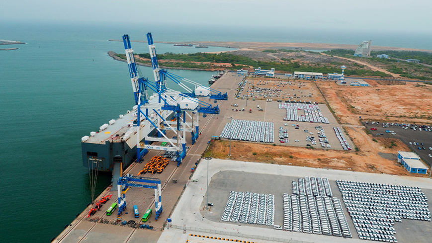 Photo shows the Hambantota Port in Sri Lanka. Photo from website of China Harbour Engineering Company Photo shows the Hambantota Port in Sri Lanka. Photo from website of China Harbour Engineering Company