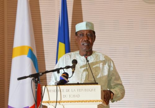 Le président tchadien Idriss Déby lors du lancement de la conférence internationale sur l'éducation des filles, mardi 18 juin 2019. © PR Le président tchadien Idriss Déby lors du lancement de la conférence internationale sur l'éducation des filles, mardi 18 juin 2019. © PR