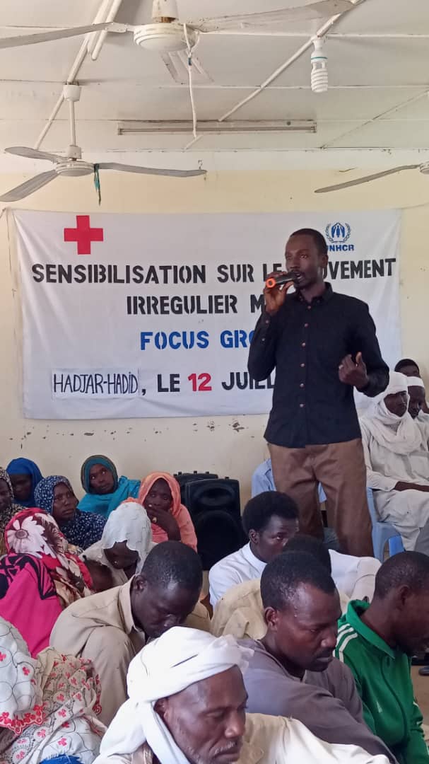 Journée de sensibilisation des réfugiés et populations sur le mouvement régulier mixte dans le Hadjar Hadid, le 12 juillet 2019. Tchad. © Alwihda Info