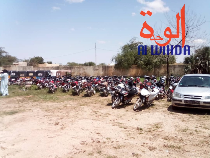 Tchad : 97 motos, 30 Rakcha et 4 véhicules saisis à Abéché. © Alwihda Info Tchad : 97 motos, 30 Rakcha et 4 véhicules saisis à Abéché. © Alwihda Info
