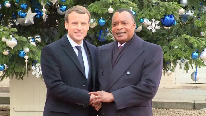 Emmanuel Macron et Denis Sassou N'Guesso.