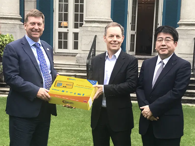 At the British Embassy following the last day of TICAD7, the UK’s Ambassador Paul Madden, is joined by Azuri CEO Simon Bransfield-Garth, and Yoshiaki Yokota, Chief Operating Officer, Power Business Division at Marubeni Corporation to discuss next-generation energy in Africa.