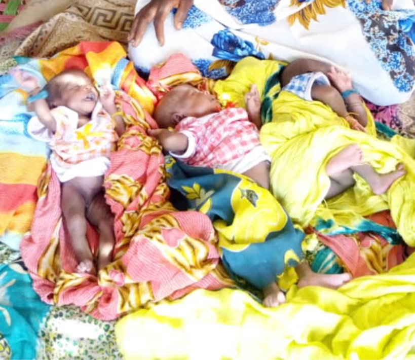 Tchad : la Fondation Grand cœur rend visite à une mère qui a accouché de triplés