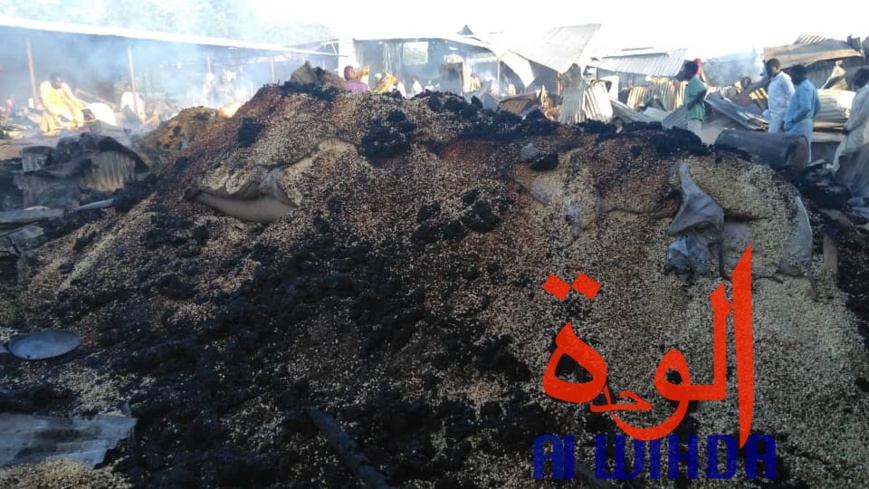 Tchad : scène de désolation au marché de Dembé ce matin après l'incendie Tchad : scène de désolation au marché de Dembé ce matin après l'incendie