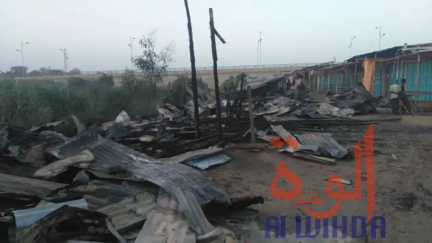 Tchad : incendie au marché de Diguel à N'Djamena. © Alwihda Info
