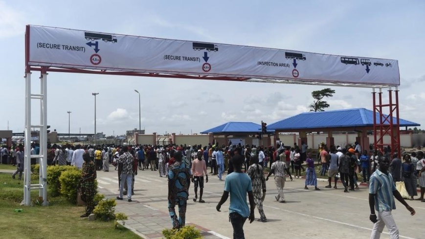 Le poste de Sèmè-Kraké lors de son inauguration en octobre 2018 à la frontière du Nigeria et du Bénin. PIUS UTOMI EKPEI / AFP