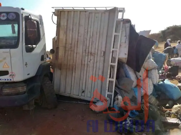 Tchad : 3 blessés après le renversement d'un gros porteur à Koukou Angarana. © Mahamat Issa Gadaya/Alwihda Info