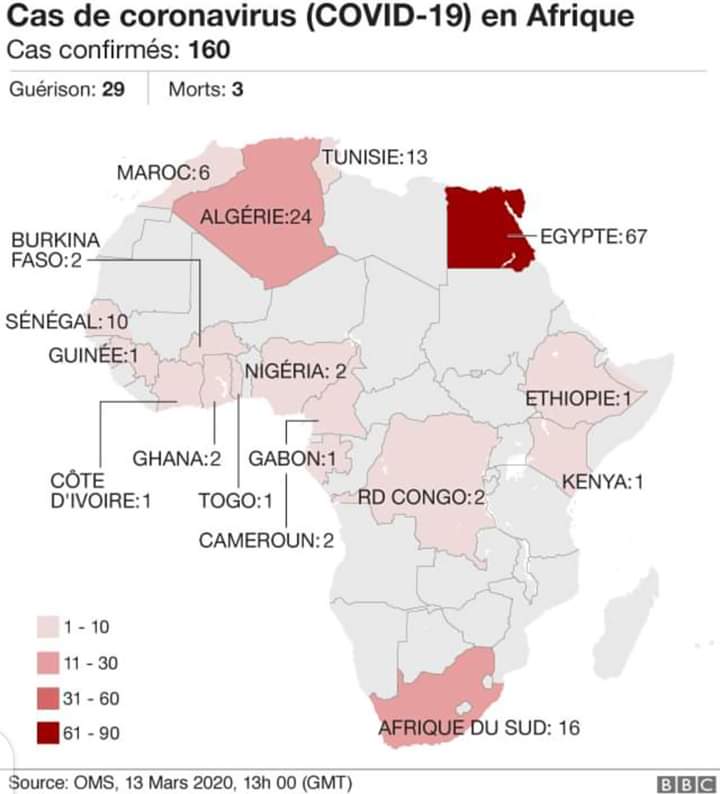 Plus de 10 pays africains signalent des cas de COVID-19 Plus de 10 pays africains signalent des cas de COVID-19