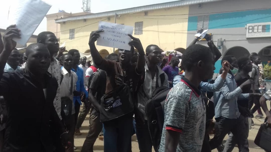 Une manifestation d'étudiants à N'Djamena le 25 février 2020. © Alwihda Info